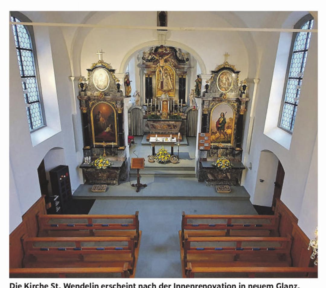 Die Kirche St. Wendelin erscheint nach der Innenrenovation in neuem Glanz. Die Kirche St. Wendelin erscheint nach der Innenrenovation in neuem Glanz.