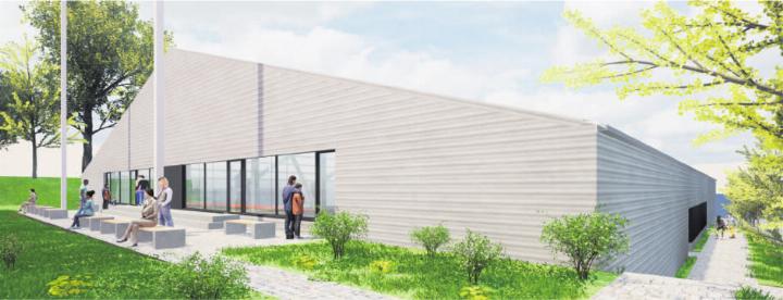 Aussenansicht der geplanten Dreifachtennishalle des TC Baar.