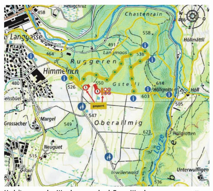 Umleitung von den Wanderwegen durch Zuger Wanderwege. Grafik: zVg
