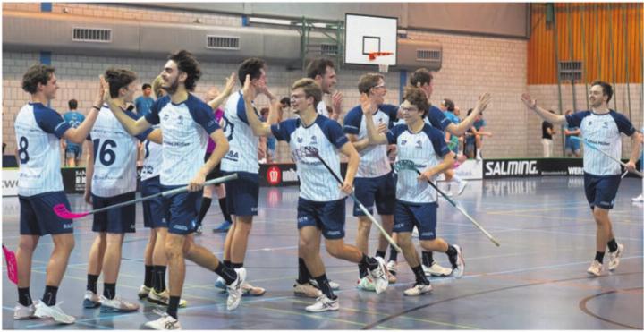 Spiel 4 vs. Glattal Falcons – Abklatschen nach dem Tor.