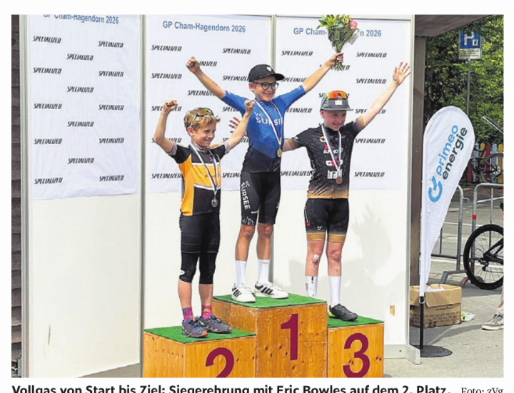 Vollgas von Start bis Ziel: Siegerehrung mit Eric Bowles auf dem 2. Platz. Foto: zVg