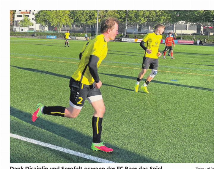 Dank Disziplin und Sorgfalt gewann der FC Baar das Spiel. Foto: zVg