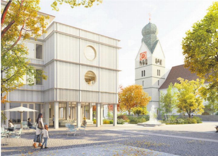 Blick Richtung Kirche aus der Asylstrasse.