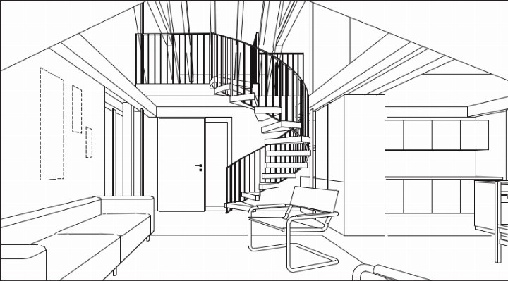 Innenansicht einer 2,5-Zimmer-Wohnung. 
Zeichnung: zVg