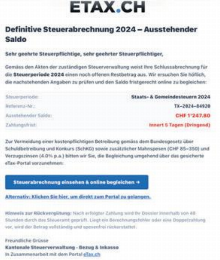 Achtung: Phishing-Versuch!
Foto: zVg